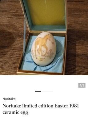 Noritake White Ceramic Egg with Gold Horse Motif